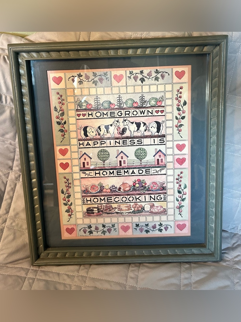 Homegrown Homemade Homecooking Framed Kitchen Art Pastel Farm Print #cottagecore